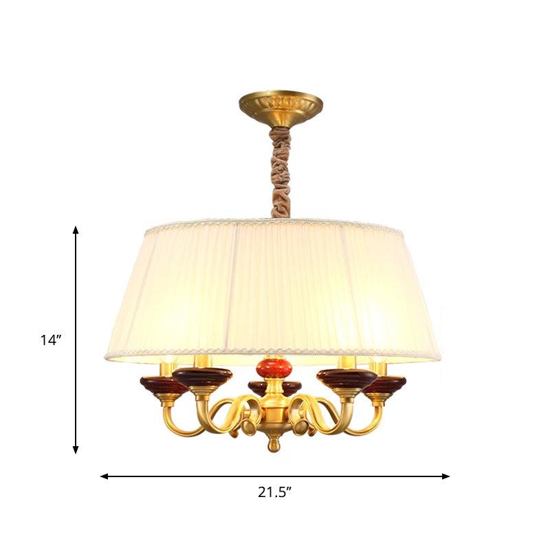 5-Bulb Drum Chandelier Countryside White Finish Lamp - Rebooters