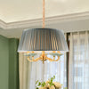 Fabric Pleated Drum Ceiling Chandelier Country 5 Head Dining Room Light in Gray - Rebooters