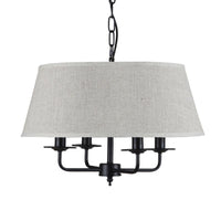 4 Lights Fabric Chandelier Light Rural Style Beige Green Drop Pendant - Rebooters