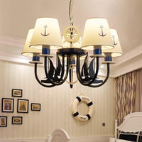 5/6-Light Bedroom Hanging Chandelier Mediterranean Blue Ceiling Lamp - Rebooters