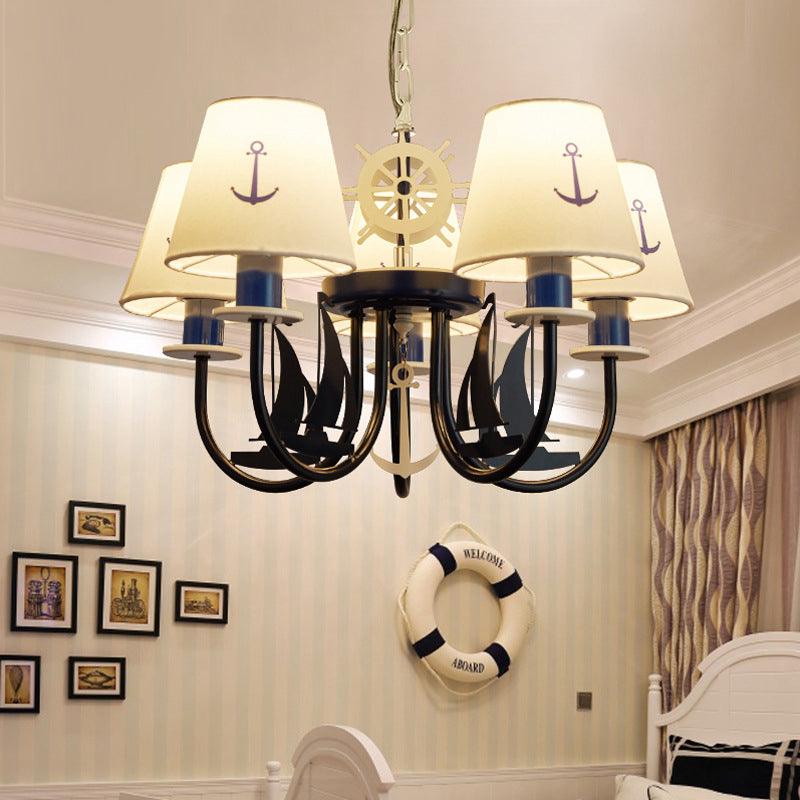5/6-Light Bedroom Hanging Chandelier Mediterranean Blue Ceiling Lamp - Rebooters