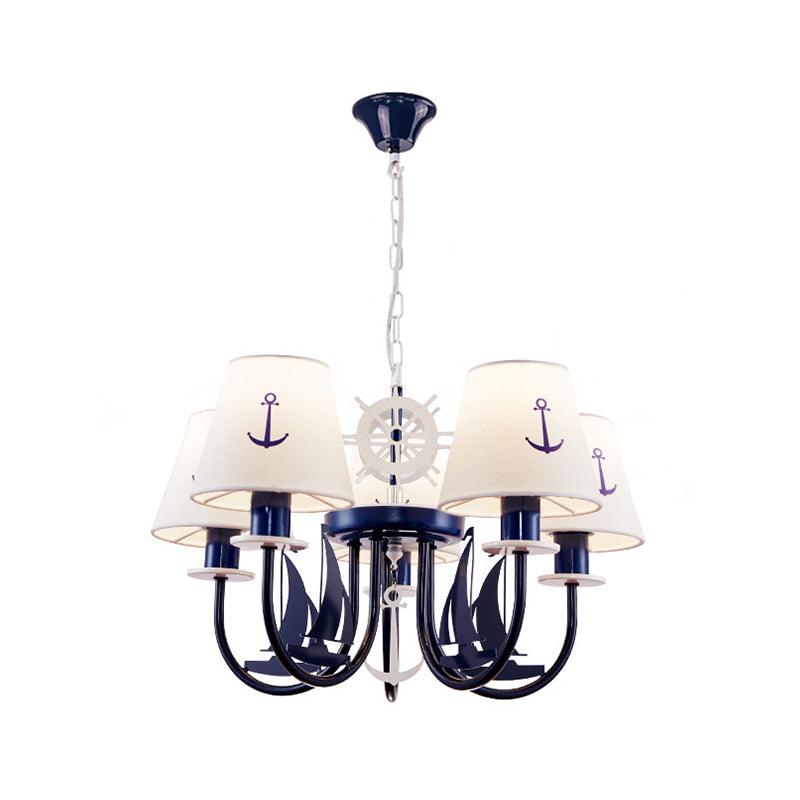 5/6-Light Bedroom Hanging Chandelier Mediterranean Blue Ceiling Lamp - Rebooters