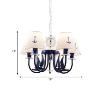 5/6-Light Bedroom Hanging Chandelier Mediterranean Blue Ceiling Lamp - Rebooters