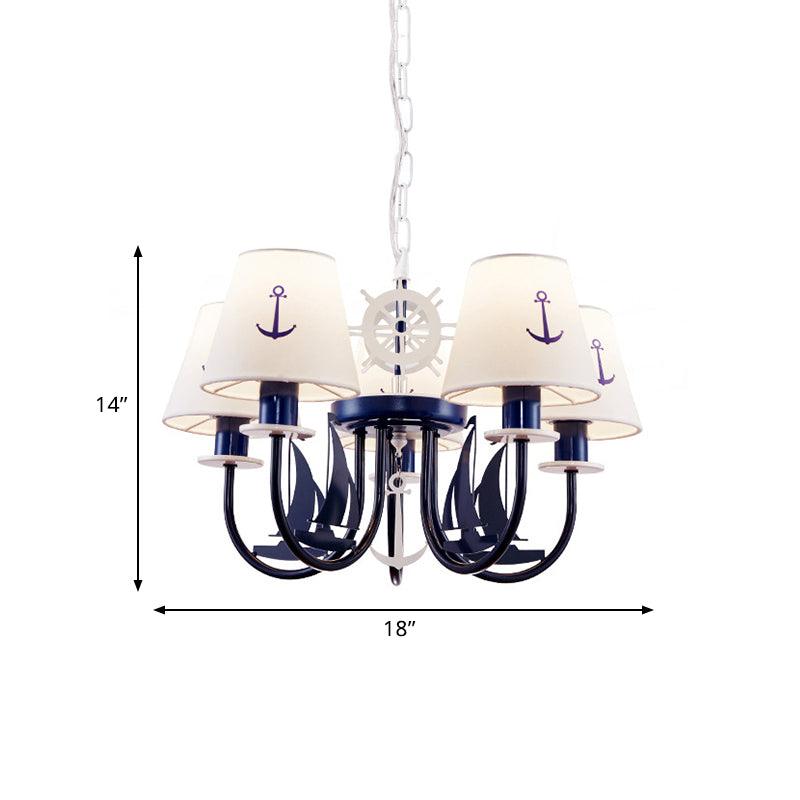 5/6-Light Bedroom Hanging Chandelier Mediterranean Blue Ceiling Lamp - Rebooters