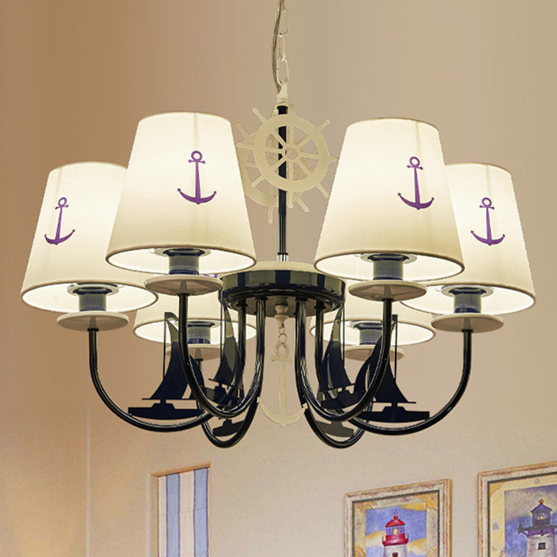 5/6-Light Bedroom Hanging Chandelier Mediterranean Blue Ceiling Lamp - Rebooters