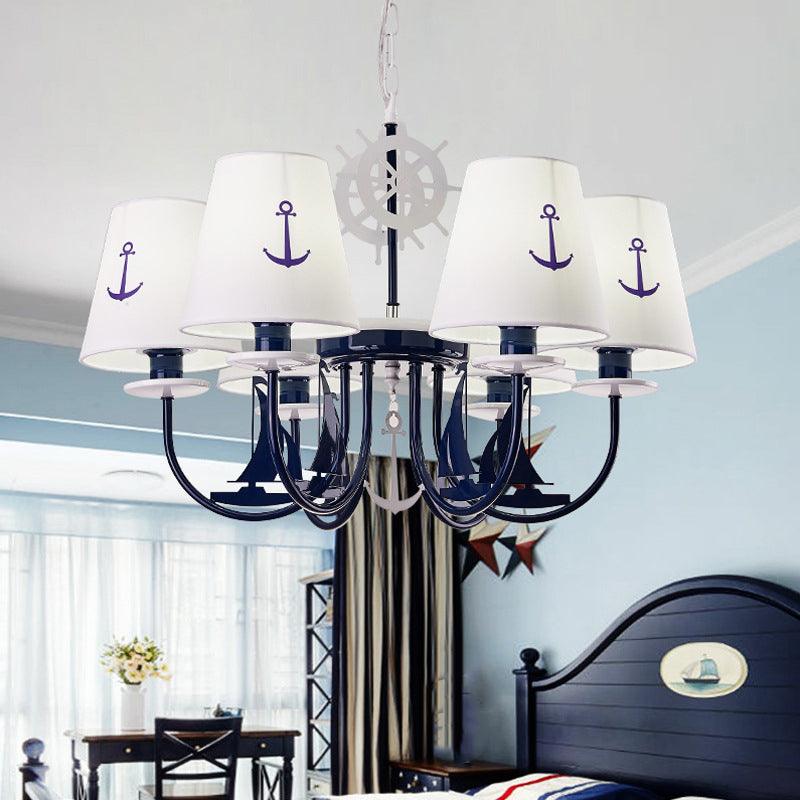 5/6-Light Bedroom Hanging Chandelier Mediterranean Blue Ceiling Lamp - Rebooters