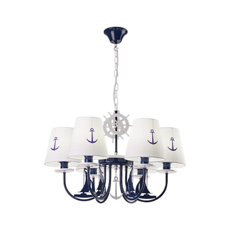 5/6-Light Bedroom Hanging Chandelier Mediterranean Blue Ceiling Lamp - Rebooters