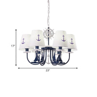 5/6-Light Bedroom Hanging Chandelier Mediterranean Blue Ceiling Lamp - Rebooters