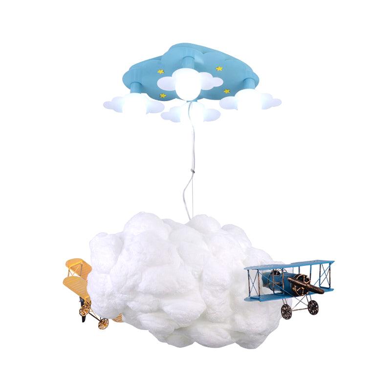 Cartoon Cloud and Airplane Chandelier 7 Bulbs Kids Light - Rebooters