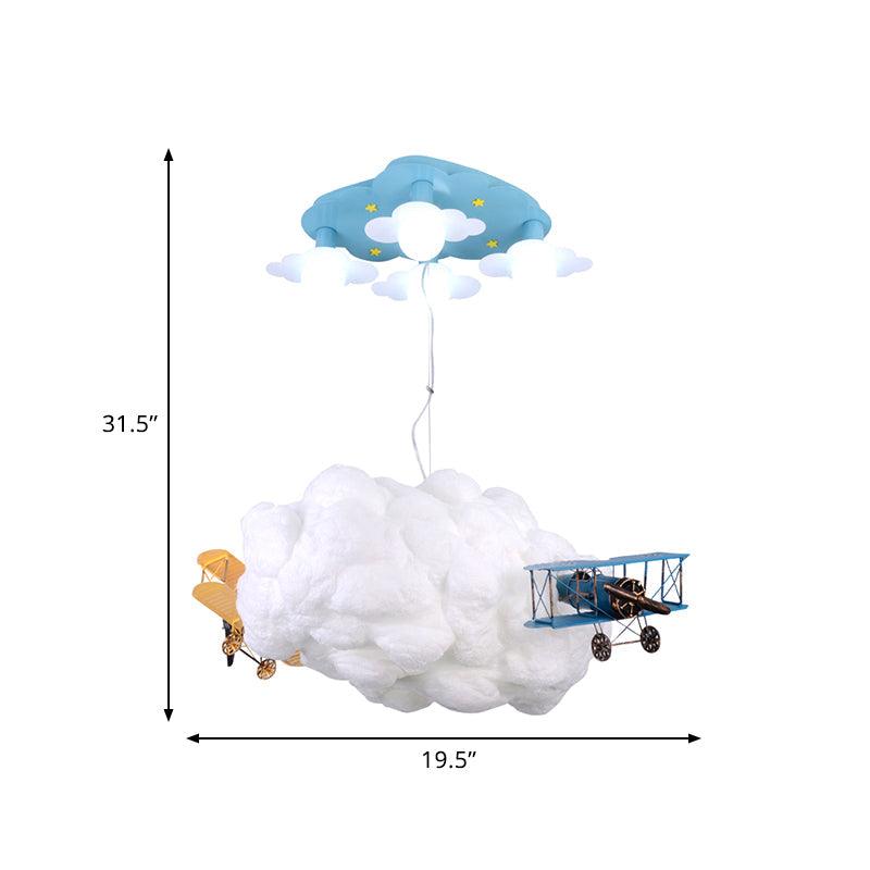 Cartoon Cloud and Airplane Chandelier 7 Bulbs Kids Light - Rebooters