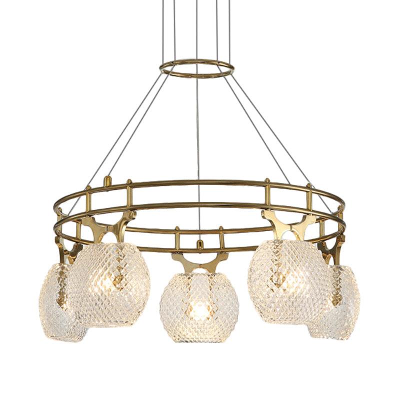Ball Chandelier Pendant Light Postmodern Clear Glass 5-Head - Rebooters
