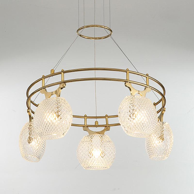 Ball Chandelier Pendant Light Postmodern Clear Glass 5-Head - Rebooters