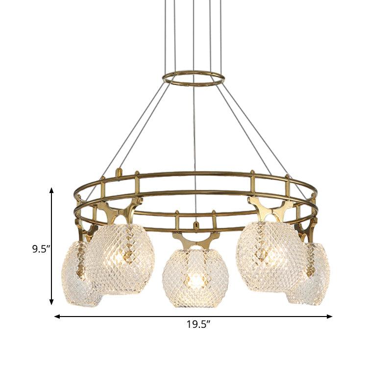 Ball Chandelier Pendant Light Postmodern Clear Glass 5-Head - Rebooters
