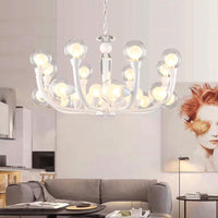 15/24-Light Lobby Ceiling Chandelier Modern White Hanging Lamp - Rebooters