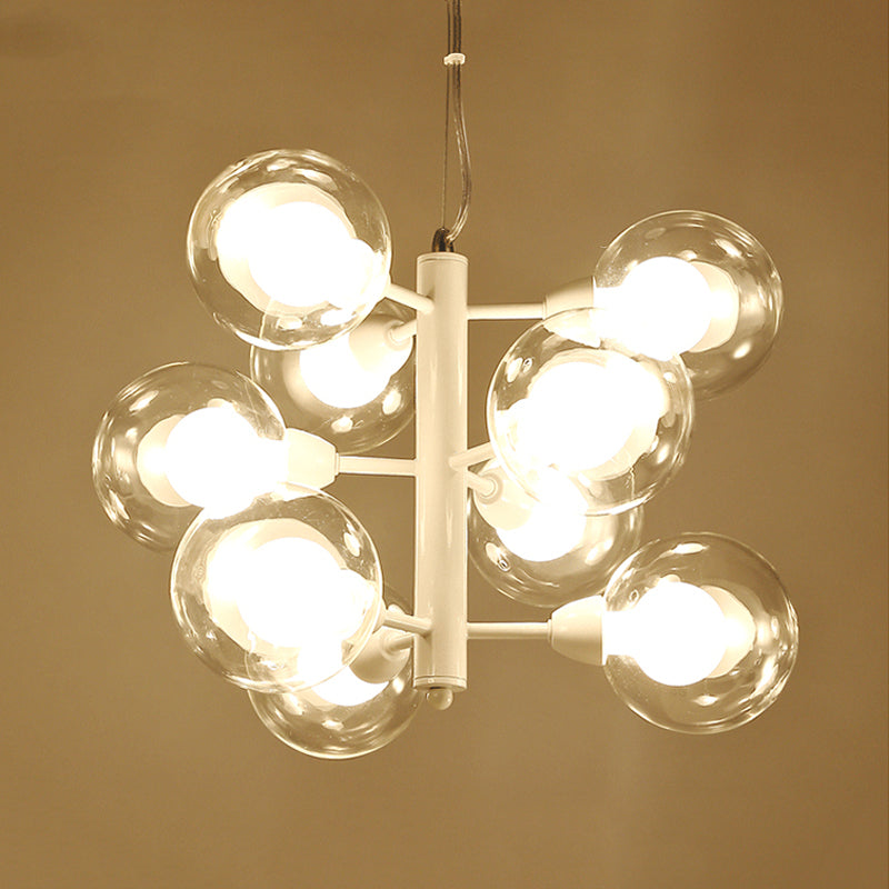 White Double Bubble Hanging Chandelier Modernist Design 9 Bulbs - Rebooters