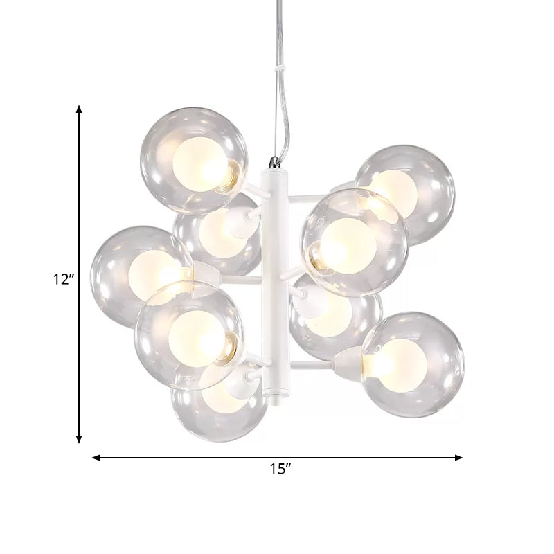 White Double Bubble Hanging Chandelier Modernist Design 9 Bulbs - Rebooters