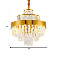 9/12 Lights Clear Crystal Chandelier Lamp Modern Gold Tiered Round Dining Room Pendant Lighting 16 Inch Wide - Rebooters