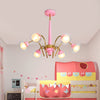 Drooping Hanging Chandelier Macaron Metal 6 Bulbs Kids Ceiling Pendant Pink Blue - Rebooters