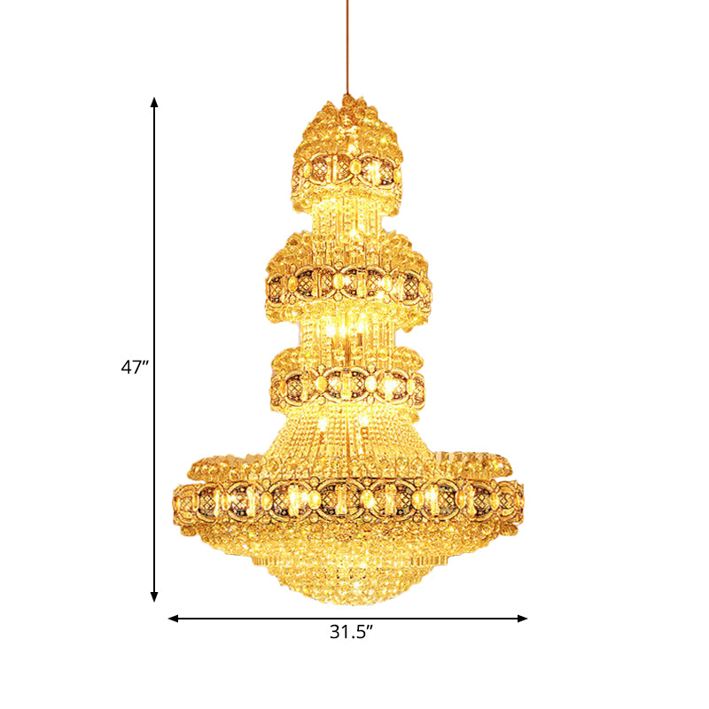 Modern Stylish 4 Tiers Chandelier Opulent Crystal LED Ceiling Hanging Light in Gold - Rebooters