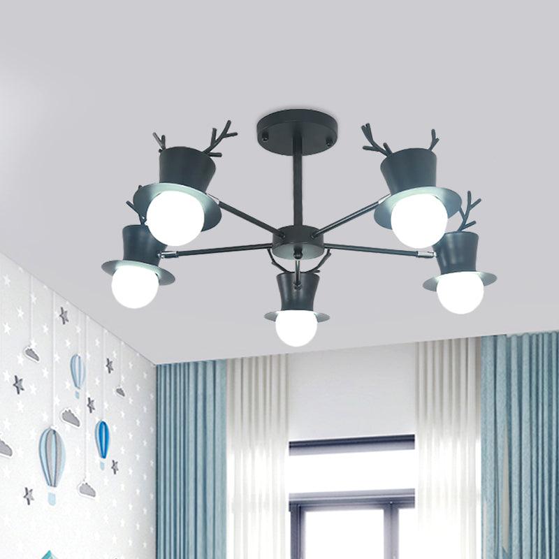 5/8-Head Sitting Room Chandelier Light Nordic Grey/Black Lamp - Rebooters