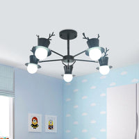 5/8-Head Sitting Room Chandelier Light Nordic Grey/Black Lamp - Rebooters
