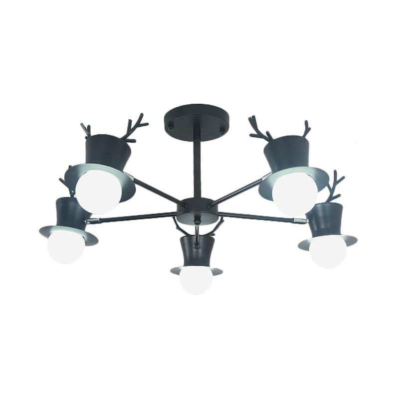 5/8-Head Sitting Room Chandelier Light Nordic Grey/Black Lamp - Rebooters