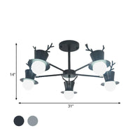 5/8-Head Sitting Room Chandelier Light Nordic Grey/Black Lamp - Rebooters