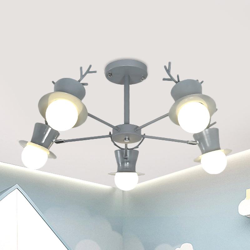 5/8-Head Sitting Room Chandelier Light Nordic Grey/Black Lamp - Rebooters