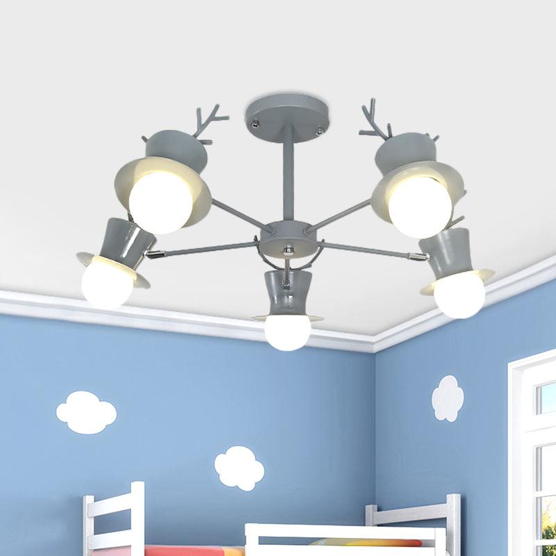 5/8-Head Sitting Room Chandelier Light Nordic Grey/Black Lamp - Rebooters