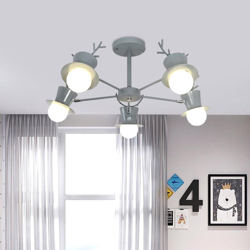 5/8-Head Sitting Room Chandelier Light Nordic Grey/Black Lamp - Rebooters