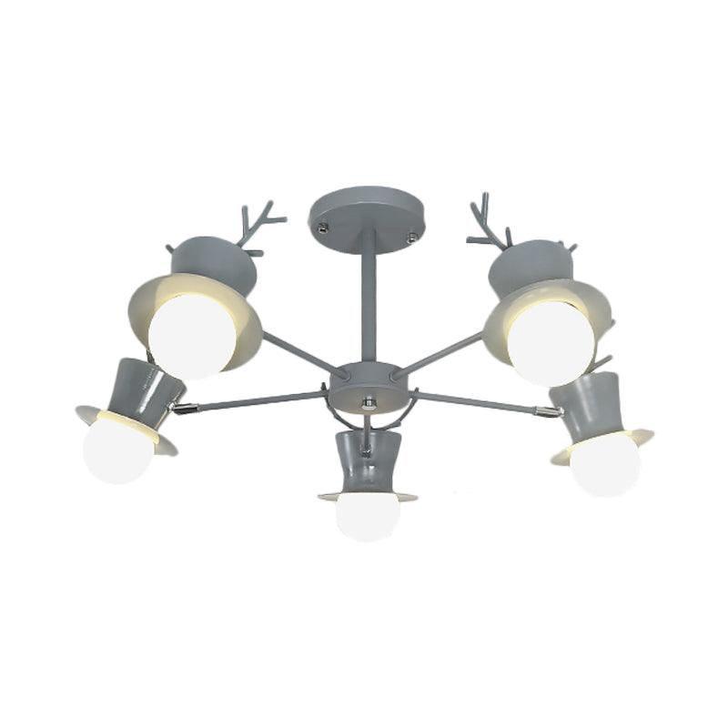 5/8-Head Sitting Room Chandelier Light Nordic Grey/Black Lamp - Rebooters