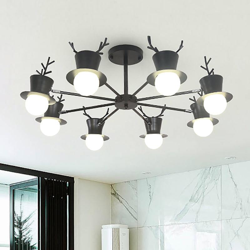 5/8-Head Sitting Room Chandelier Light Nordic Grey/Black Lamp - Rebooters
