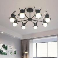 5/8-Head Sitting Room Chandelier Light Nordic Grey/Black Lamp - Rebooters