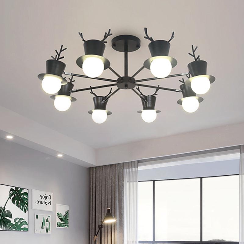 5/8-Head Sitting Room Chandelier Light Nordic Grey/Black Lamp - Rebooters