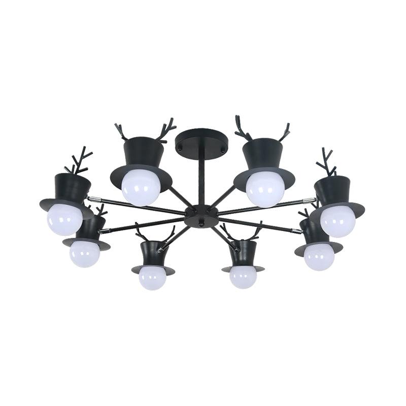 5/8-Head Sitting Room Chandelier Light Nordic Grey/Black Lamp - Rebooters