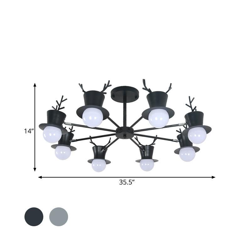 5/8-Head Sitting Room Chandelier Light Nordic Grey/Black Lamp - Rebooters