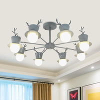 5/8-Head Sitting Room Chandelier Light Nordic Grey/Black Lamp - Rebooters
