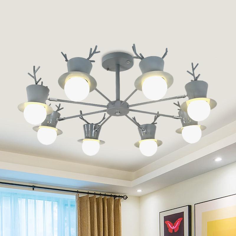 5/8-Head Sitting Room Chandelier Light Nordic Grey/Black Lamp - Rebooters