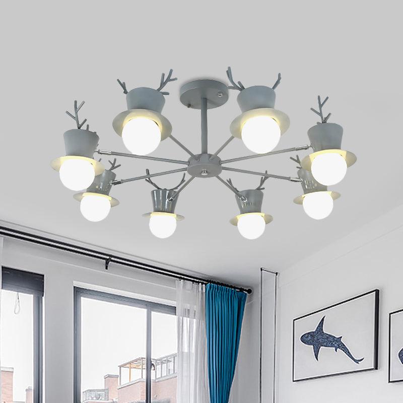 5/8-Head Sitting Room Chandelier Light Nordic Grey/Black Lamp - Rebooters