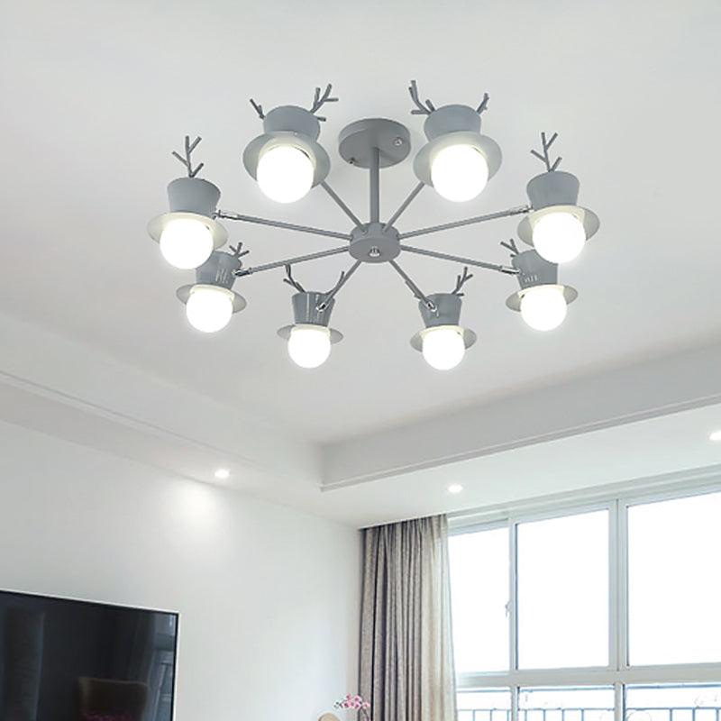 5/8-Head Sitting Room Chandelier Light Nordic Grey/Black Lamp - Rebooters