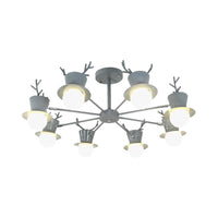 5/8-Head Sitting Room Chandelier Light Nordic Grey/Black Lamp - Rebooters