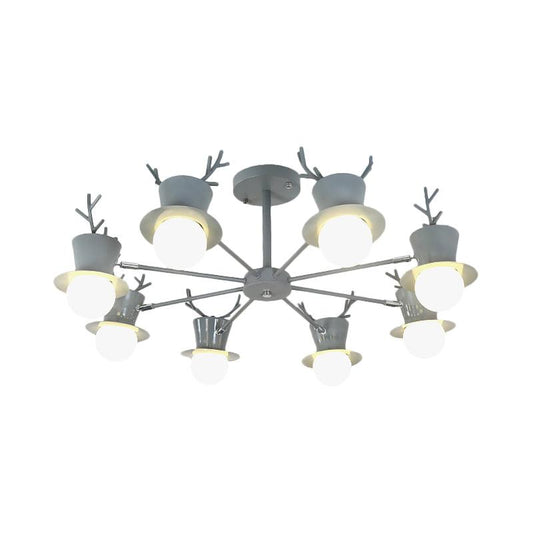 5/8-Head Sitting Room Chandelier Light Nordic Grey/Black Lamp - Rebooters