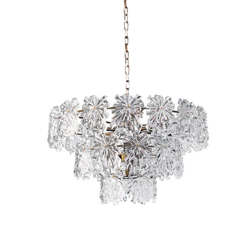 3 Tiers Snowflake Crystal Drop Lamp Modern 4/7 Bulbs Chandelier - Rebooters