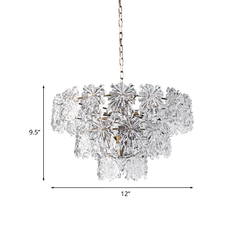 3 Tiers Snowflake Crystal Drop Lamp Modern 4/7 Bulbs Chandelier - Rebooters