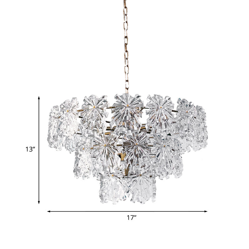 3 Tiers Snowflake Crystal Drop Lamp Modern 4/7 Bulbs Chandelier - Rebooters