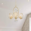 3-Bulb Crystal Chandelier Light Fixture Retro Gold Petals Pendant - Rebooters