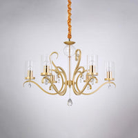 6/8-Head Tube Shade Chandelier Lamp Antiqued Gold Light - Rebooters