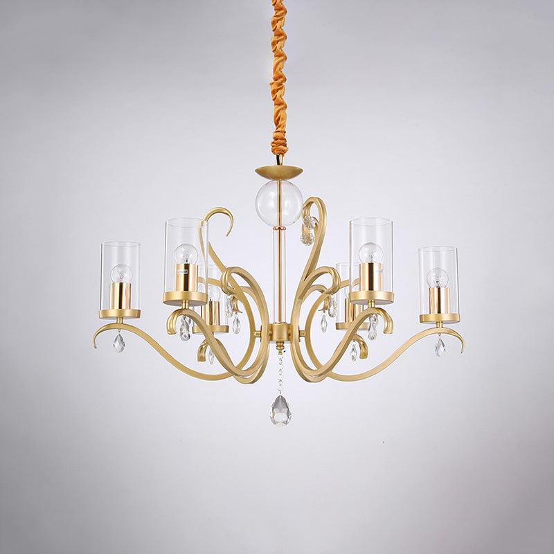 6/8-Head Tube Shade Chandelier Lamp Antiqued Gold Light - Rebooters