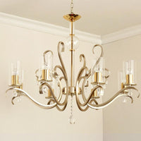 6/8-Head Tube Shade Chandelier Lamp Antiqued Gold Light - Rebooters