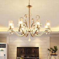 6/8-Head Tube Shade Chandelier Lamp Antiqued Gold Light - Rebooters